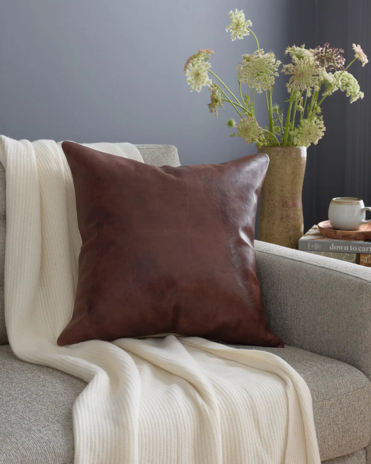 Solid Leather Pillow Cover - US 3673