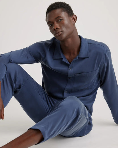 100% Washable Silk Button Down Pant Set - US 7101