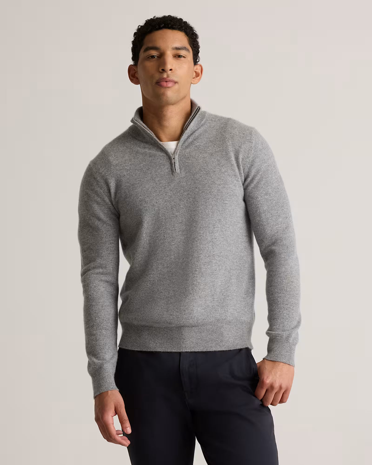Mongolian Cashmere Quarter Zip Sweater - US 9616