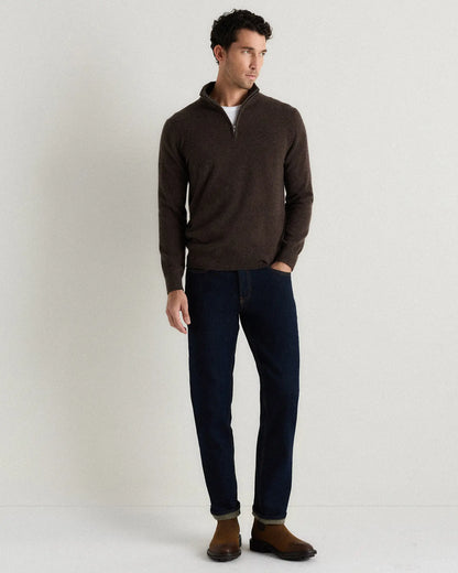 Mongolian Cashmere Quarter Zip Sweater - US 1083