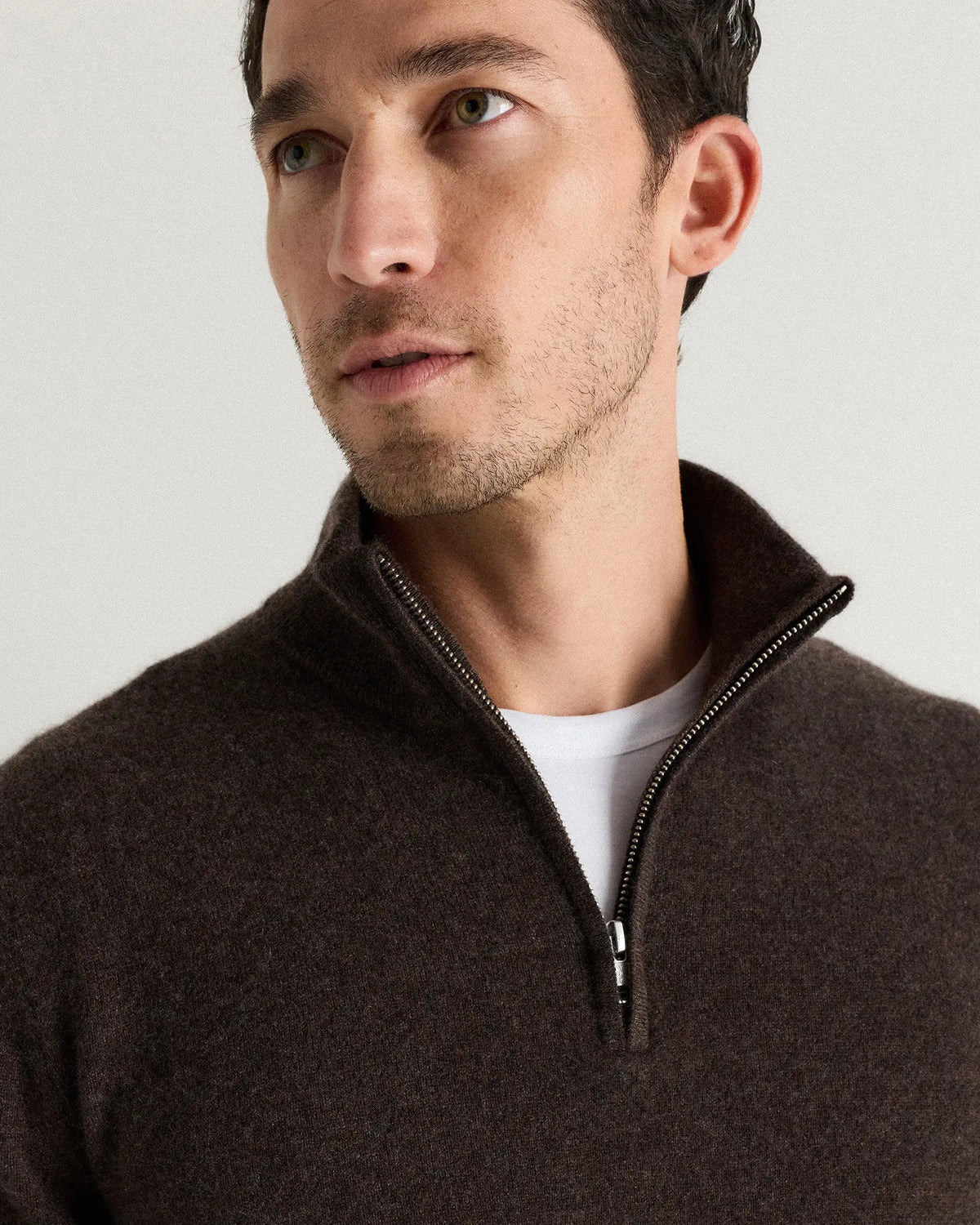 Mongolian Cashmere Quarter Zip Sweater - US 1083