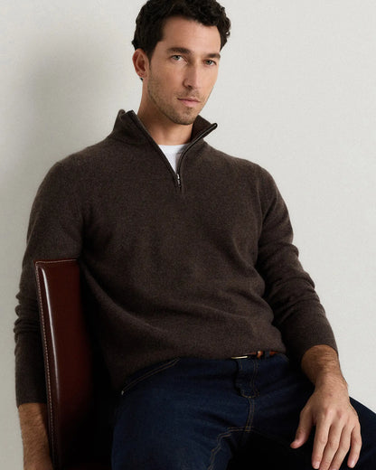 Mongolian Cashmere Quarter Zip Sweater - US 1083