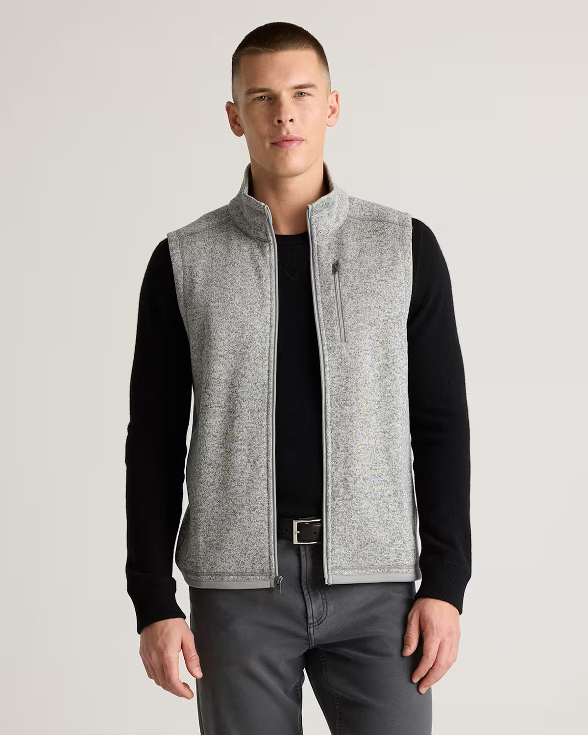 Sweater-Knit Fleece Full-Zip Vest - US 5810