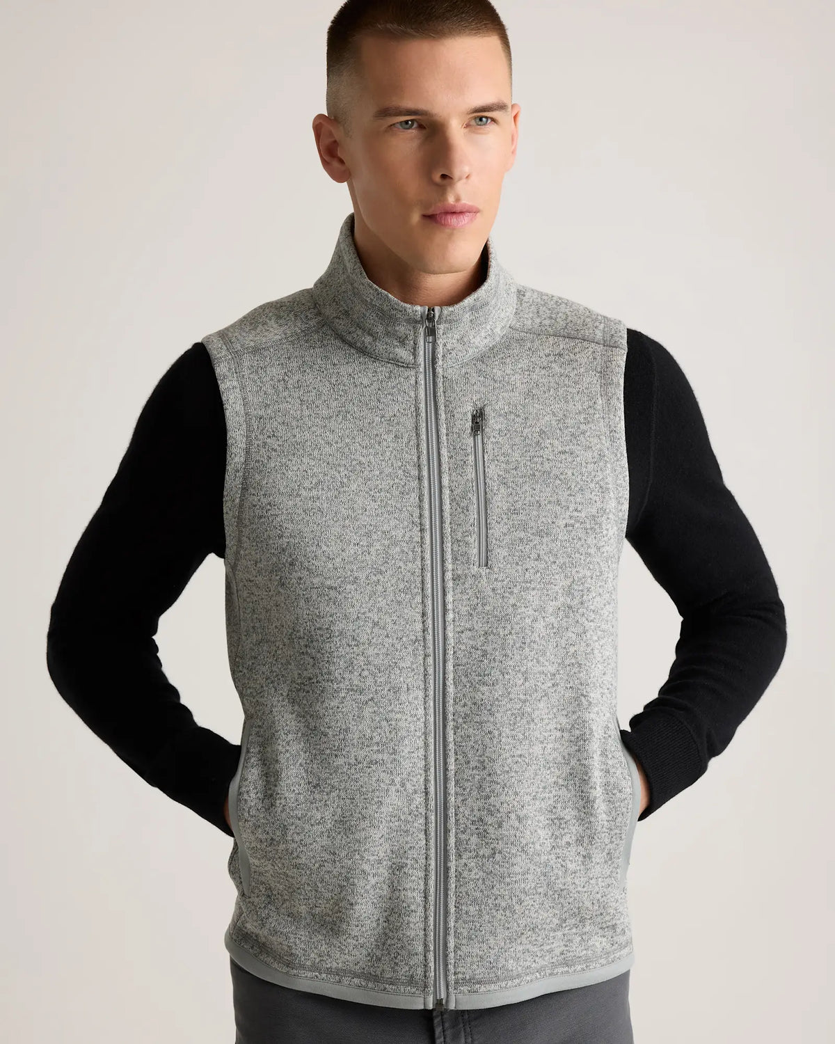Sweater-Knit Fleece Full-Zip Vest - US 5810
