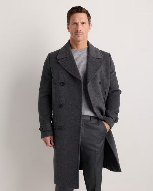 Wool Cashmere Double-Breasted Officer Topcoat - US 2387