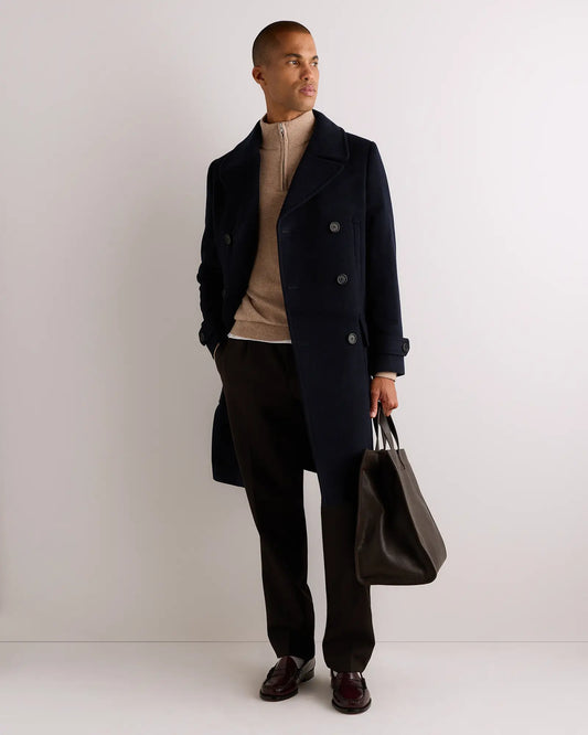 Wool Cashmere Double-Breasted Officer Topcoat - US 2613