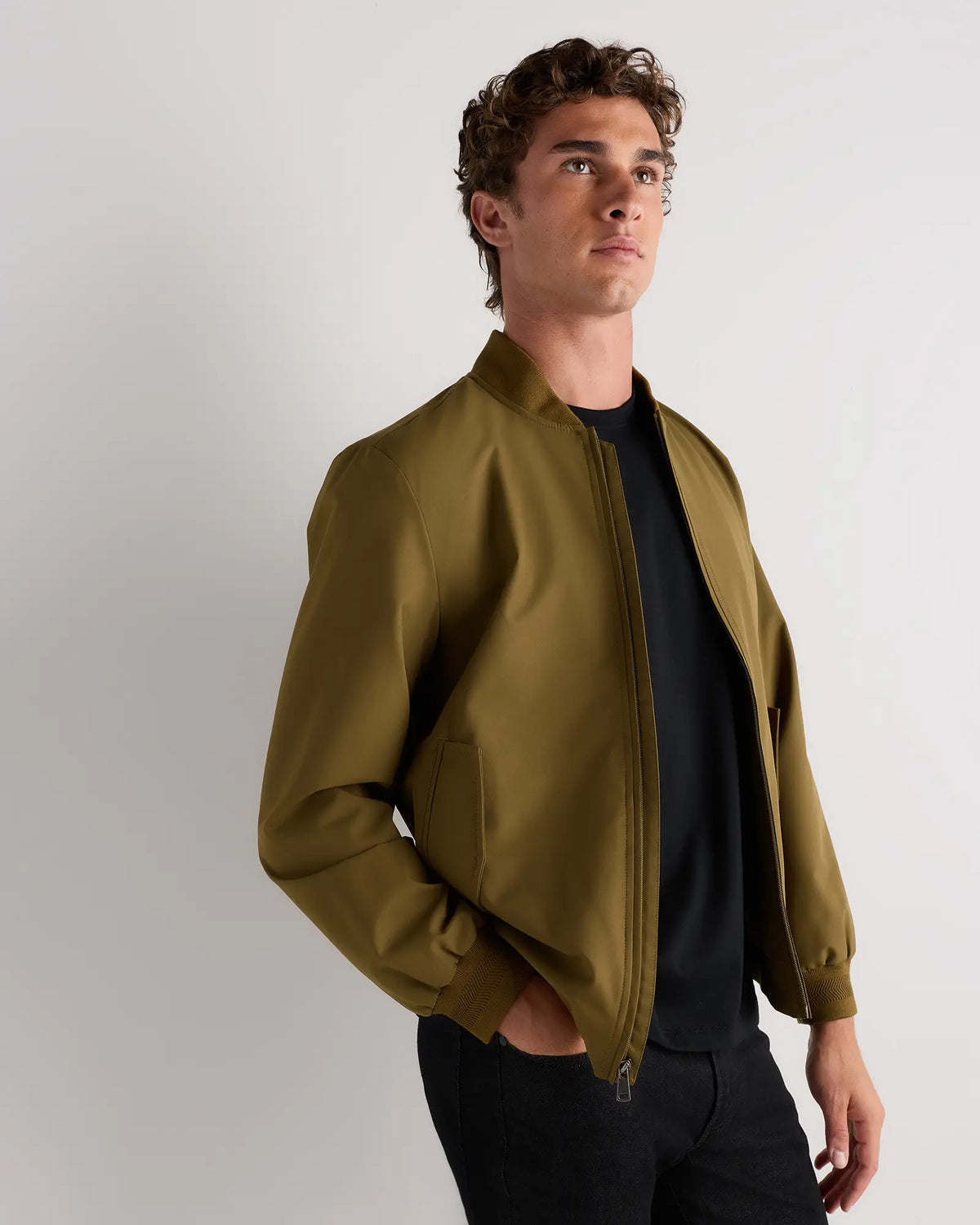 Water-Resistant Flex Bomber Jacket - US 6394