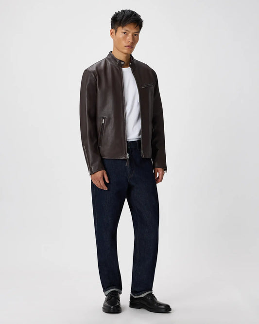 100% Leather Café Racer Jacket - US 5064