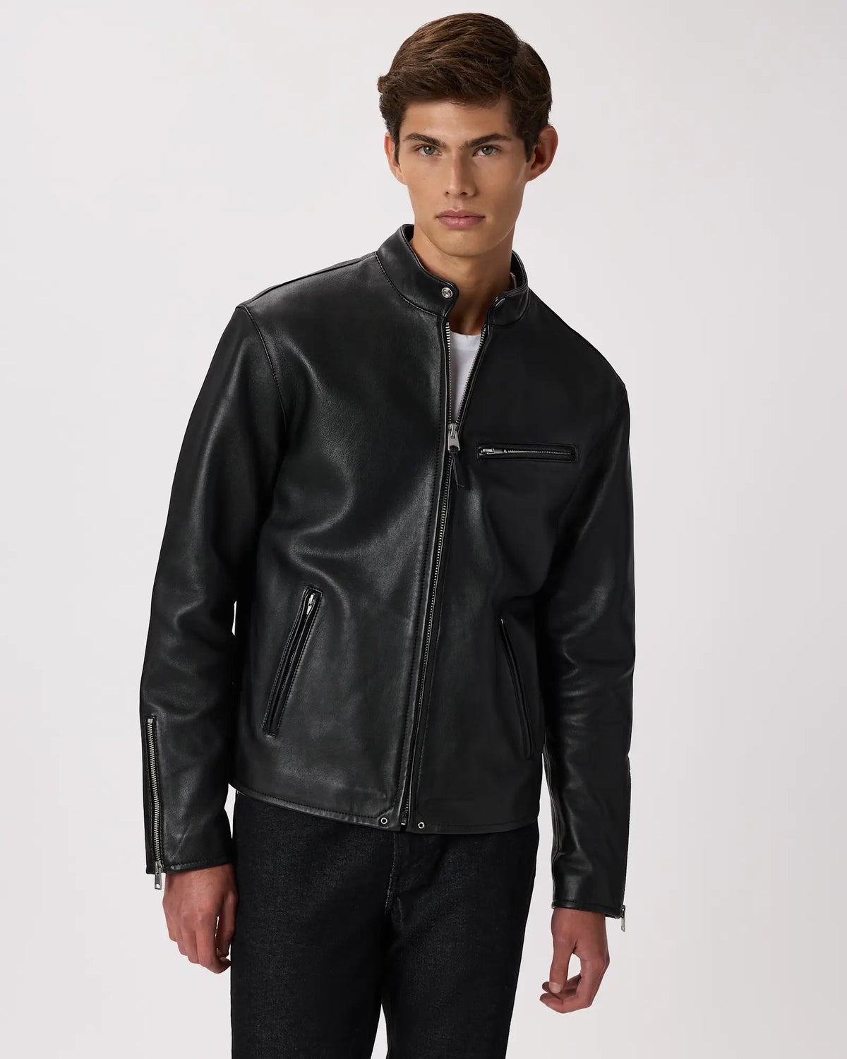 100% Leather Café Racer Jacket - US 6353