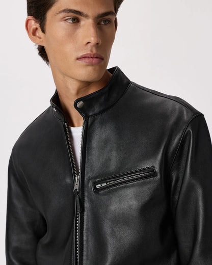 100% Leather Café Racer Jacket - US 6353