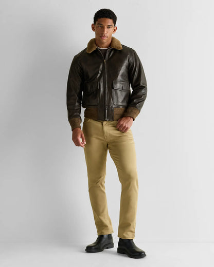 Shearling Collar Leather Flight Jacket - US 1760