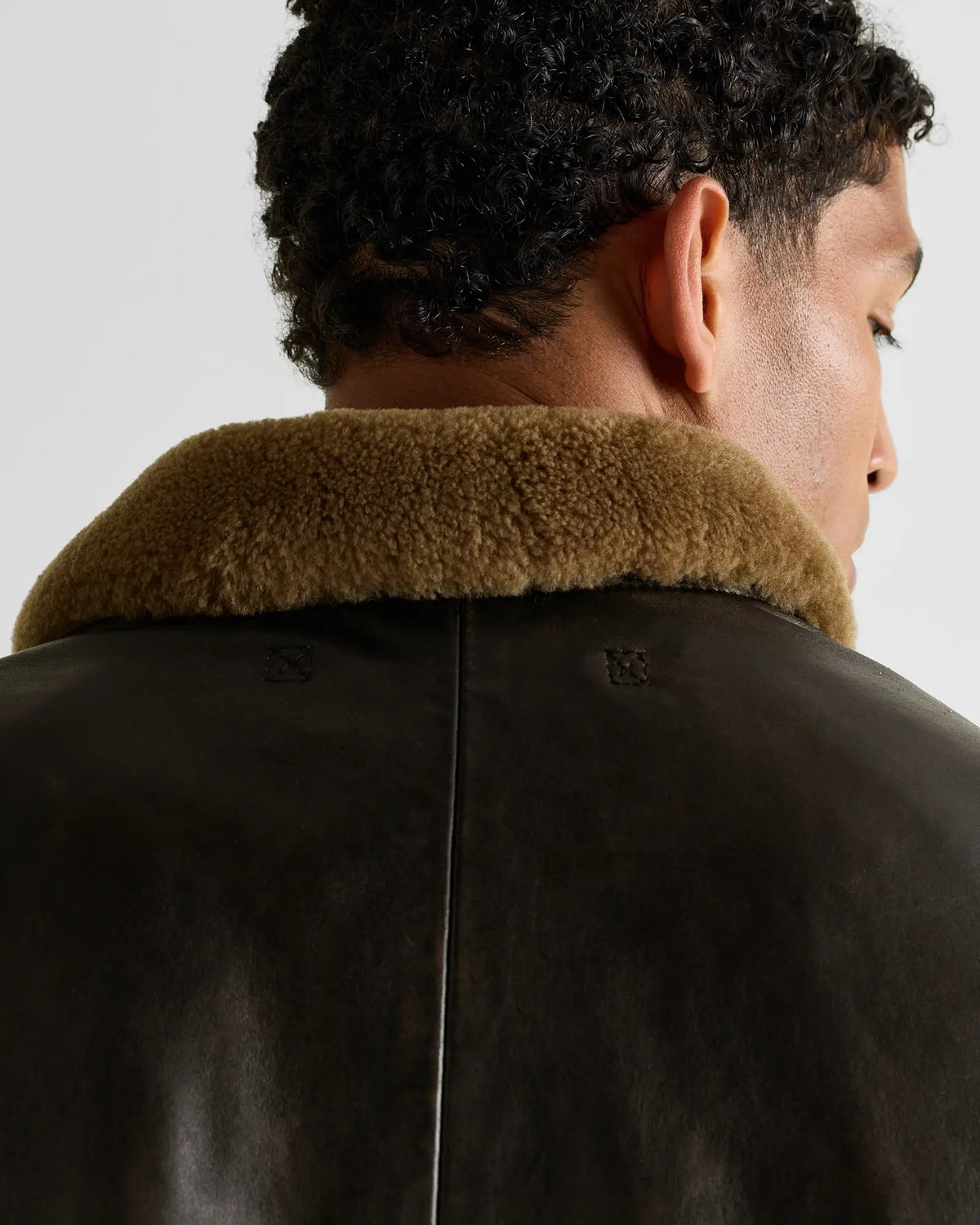 Shearling Collar Leather Flight Jacket - US 1760