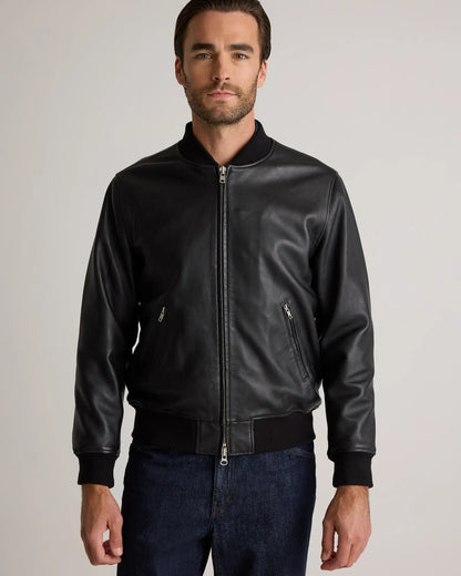 100% Washed Leather Bomber Jacket - US 2616