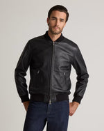 100% Washed Leather Bomber Jacket - US 2616