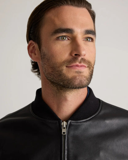 100% Washed Leather Bomber Jacket - US 2616