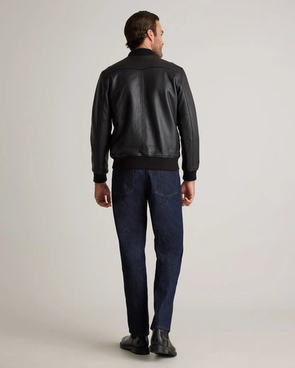 100% Washed Leather Bomber Jacket - US 2616