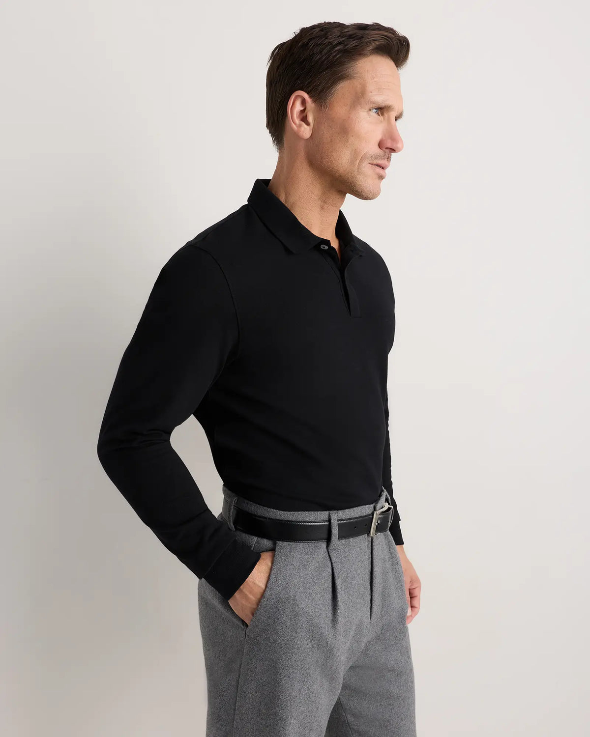 Organic Cotton Long Sleeve Pique Polo - US 5794
