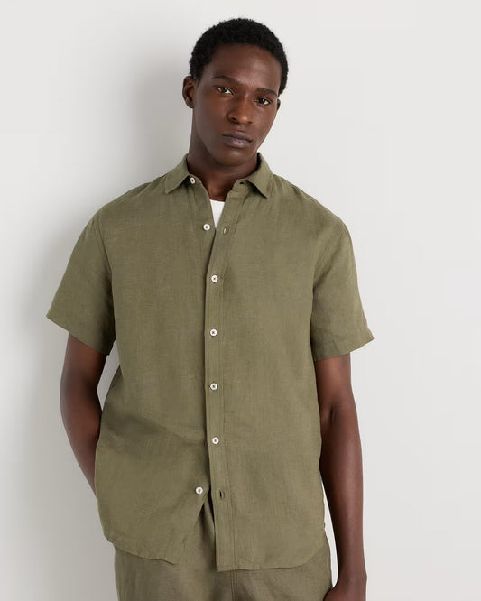 100% European Linen Relaxed Short Sleeve Shirt - US 2164