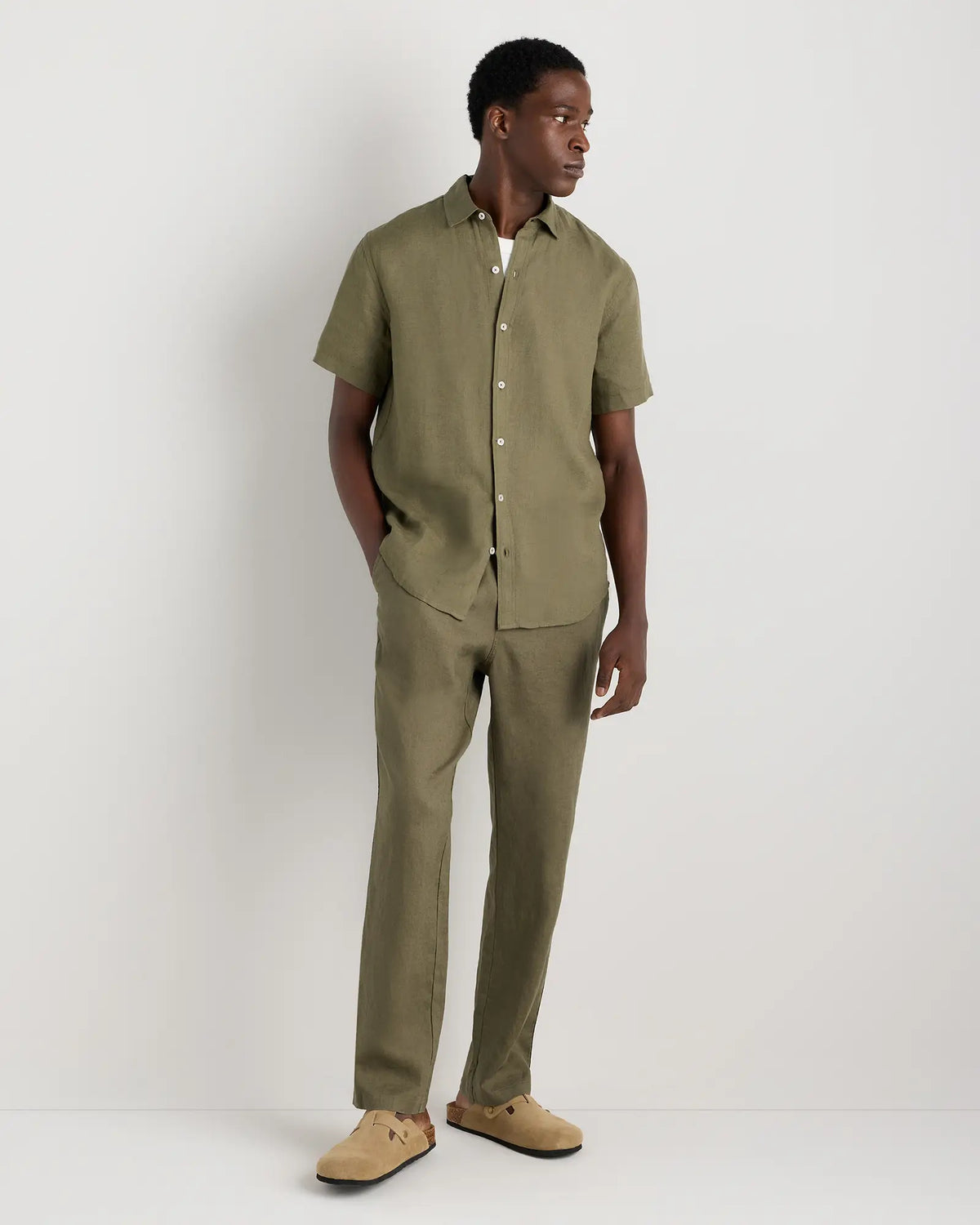 100% European Linen Relaxed Short Sleeve Shirt - US 2164