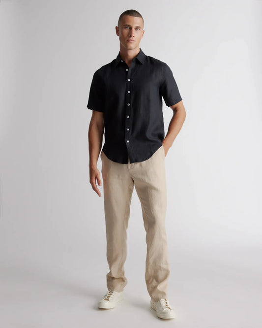 100% European Linen Relaxed Short Sleeve Shirt - US 4579