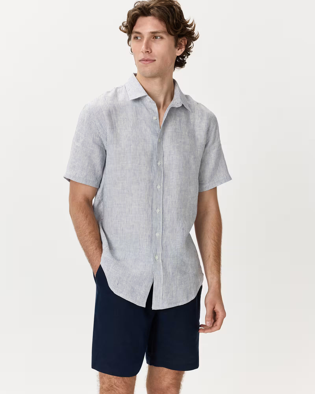 100% European Linen Relaxed Short Sleeve Shirt - US 6024