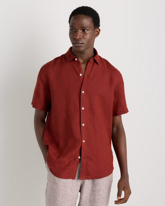 100% European Linen Relaxed Short Sleeve Shirt - US 4231