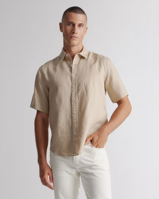 100% European Linen Relaxed Short Sleeve Shirt - US 0424