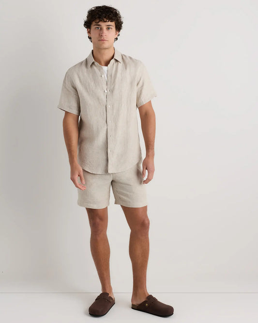 100% European Linen Relaxed Short Sleeve Shirt - US 3967