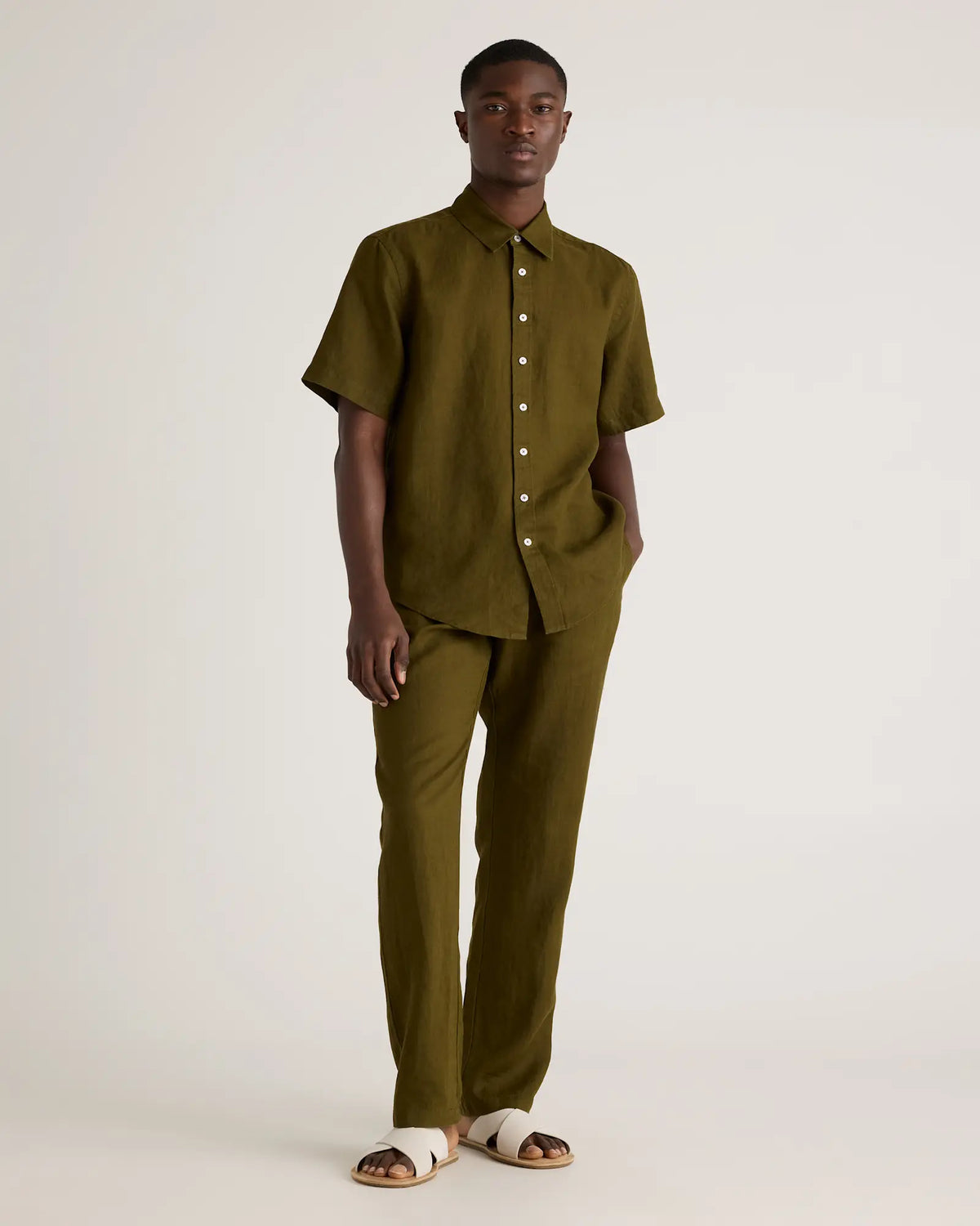 100% European Linen Relaxed Short Sleeve Shirt - US 0351