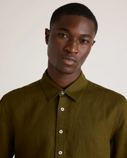 100% European Linen Relaxed Short Sleeve Shirt - US 0351