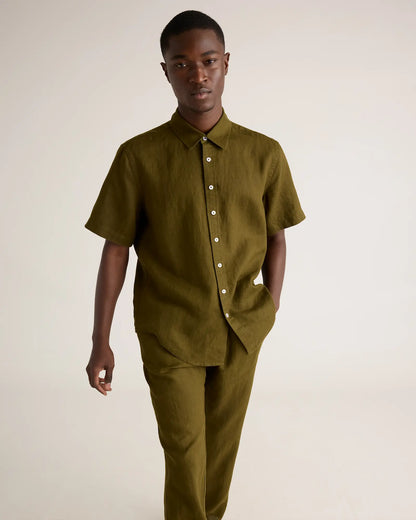 100% European Linen Relaxed Short Sleeve Shirt - US 0351