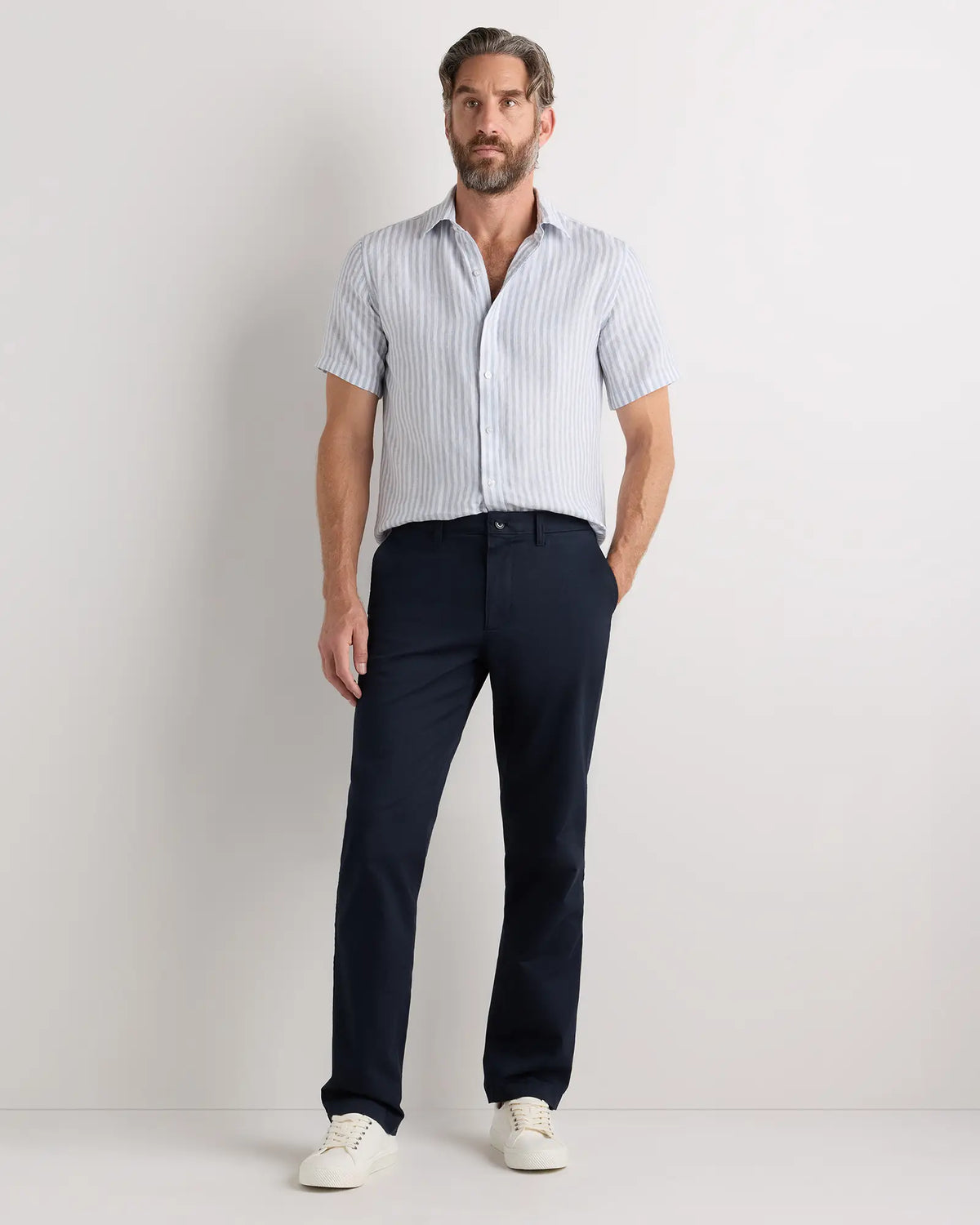 100% European Linen Relaxed Short Sleeve Shirt - US 7447