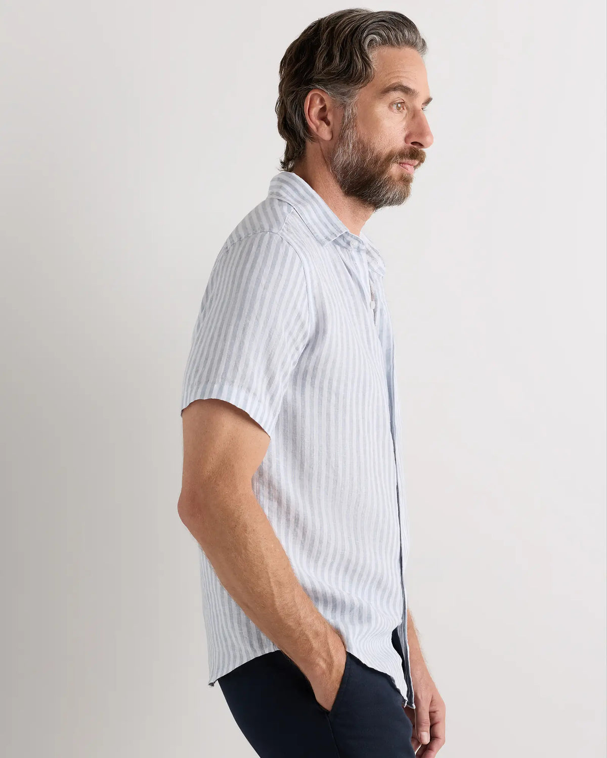 100% European Linen Relaxed Short Sleeve Shirt - US 7447