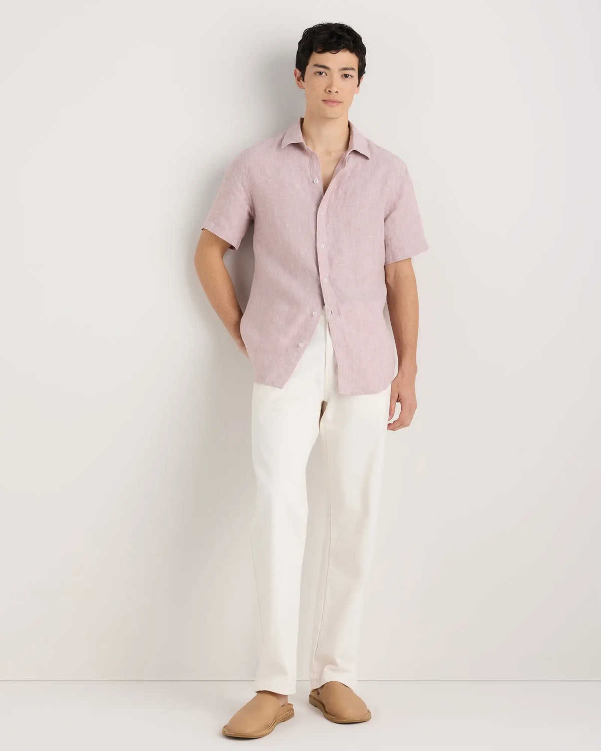 100% European Linen Relaxed Short Sleeve Shirt - US 0016