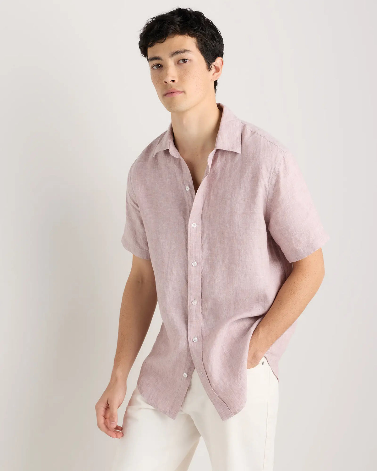 100% European Linen Relaxed Short Sleeve Shirt - US 0016
