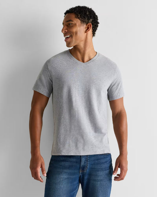 100% Organic Cotton Slub V-Neck Tee - US 0111