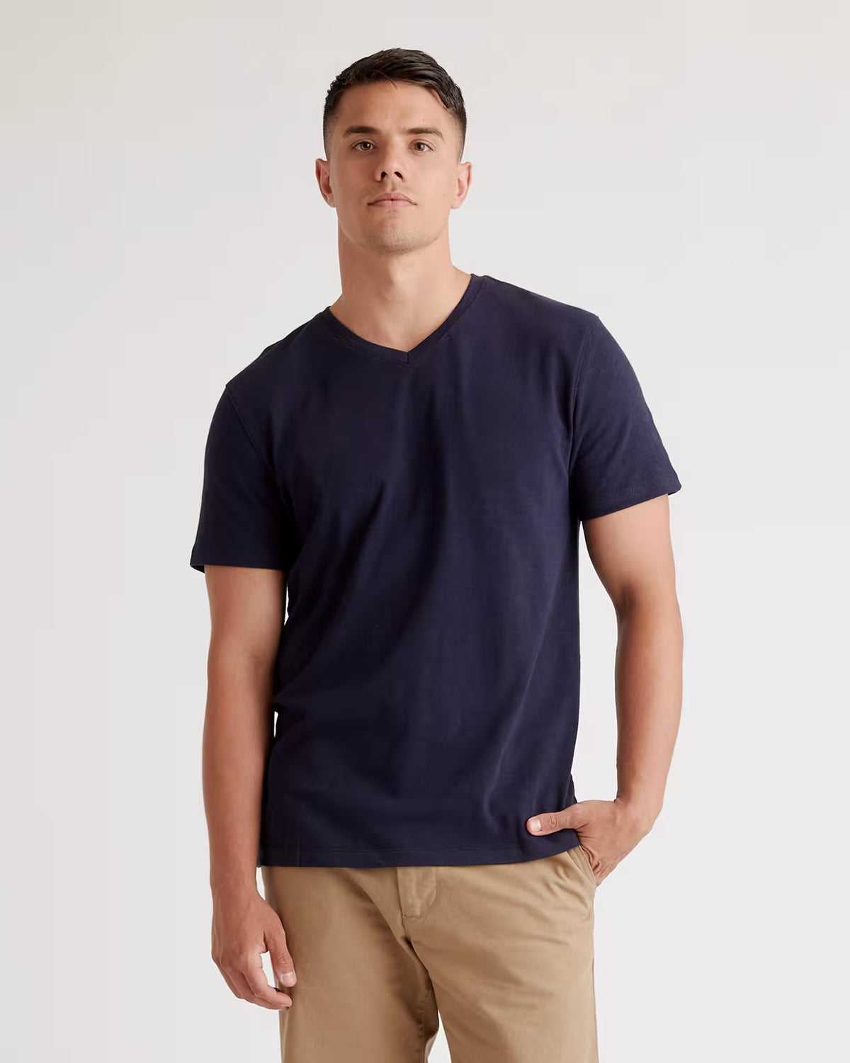 100% Organic Cotton Slub V-Neck Tee - US 6627