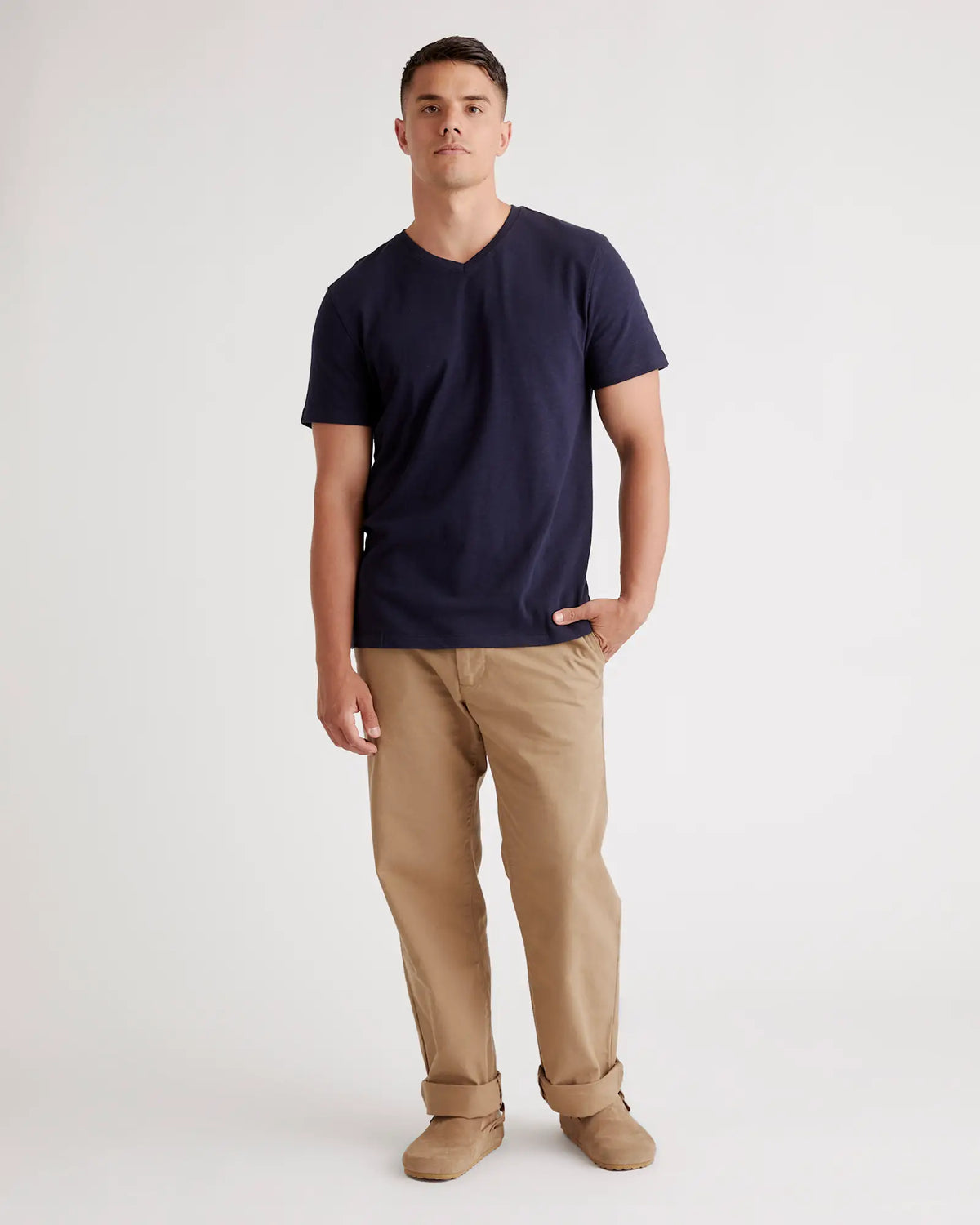 100% Organic Cotton Slub V-Neck Tee - US 6627