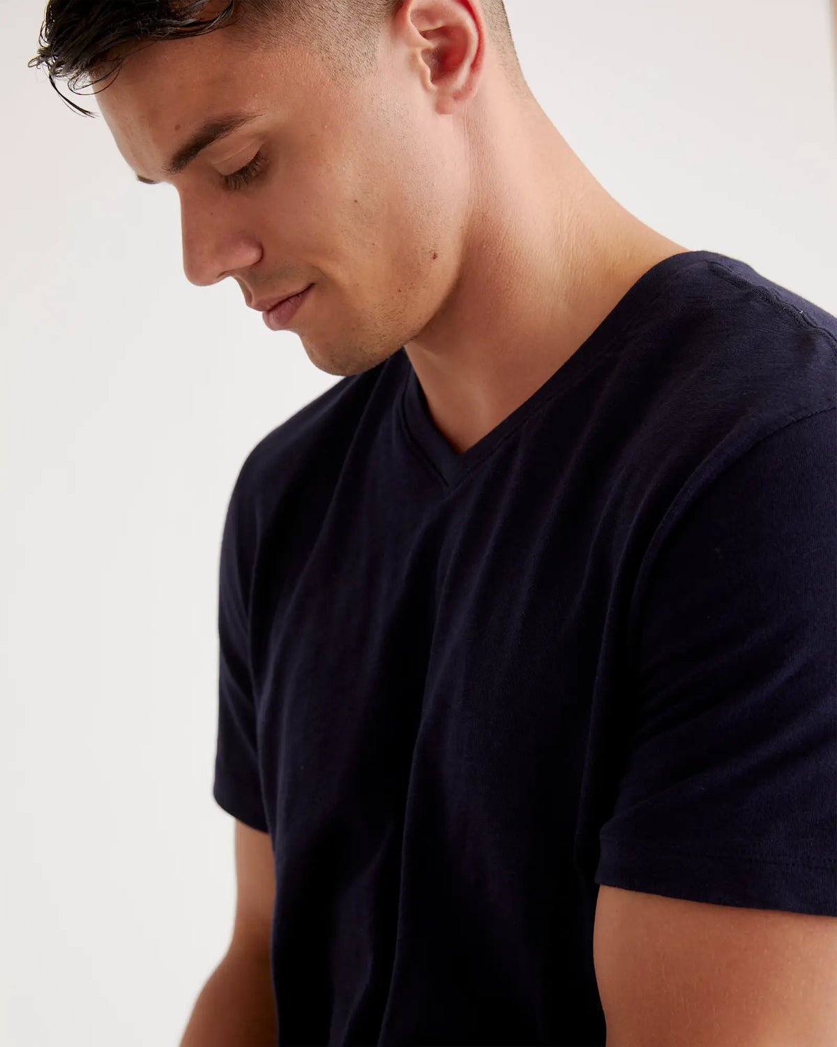 100% Organic Cotton Slub V-Neck Tee - US 6627
