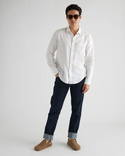100% European Linen Relaxed Long Sleeve Pocket Shirt - US 5375