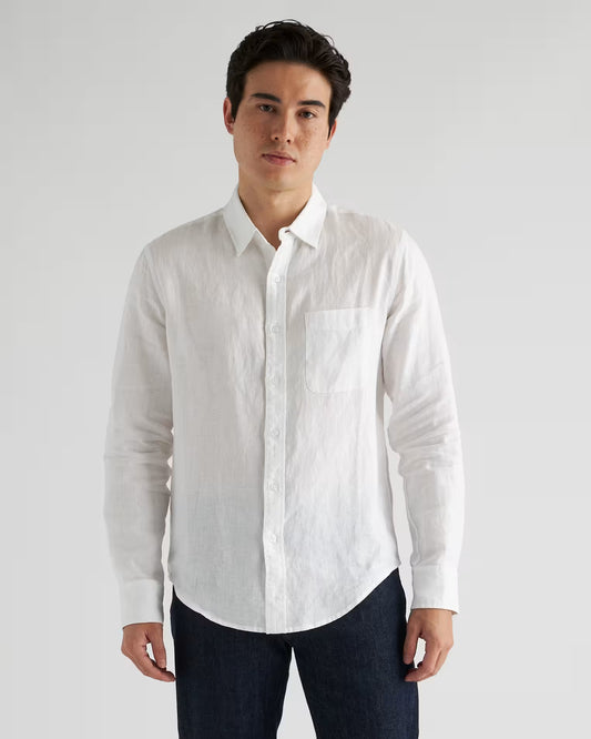 100% European Linen Relaxed Long Sleeve Pocket Shirt - US 5375