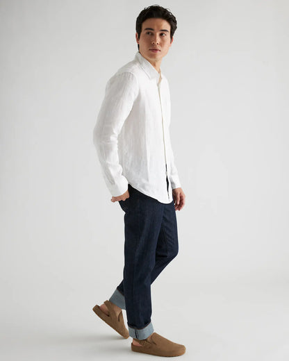 100% European Linen Relaxed Long Sleeve Pocket Shirt - US 5375