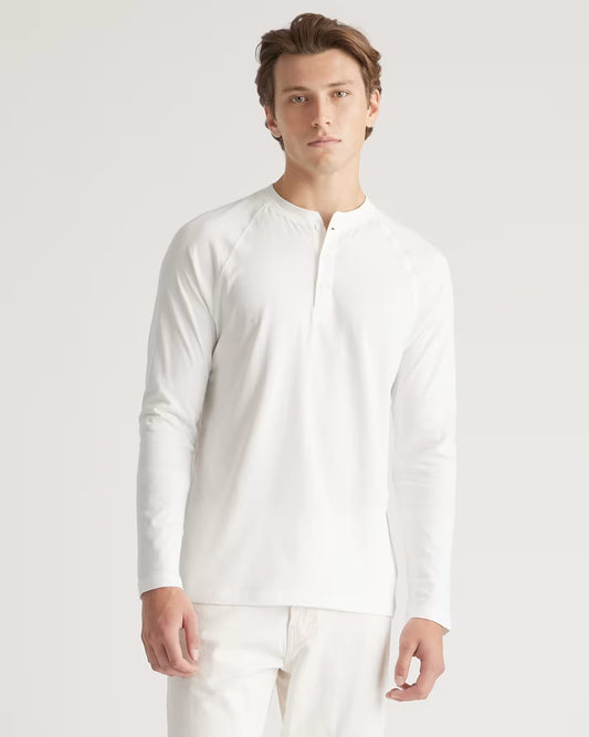 Cotton Modal Long Sleeve Henley Tee - US 8932