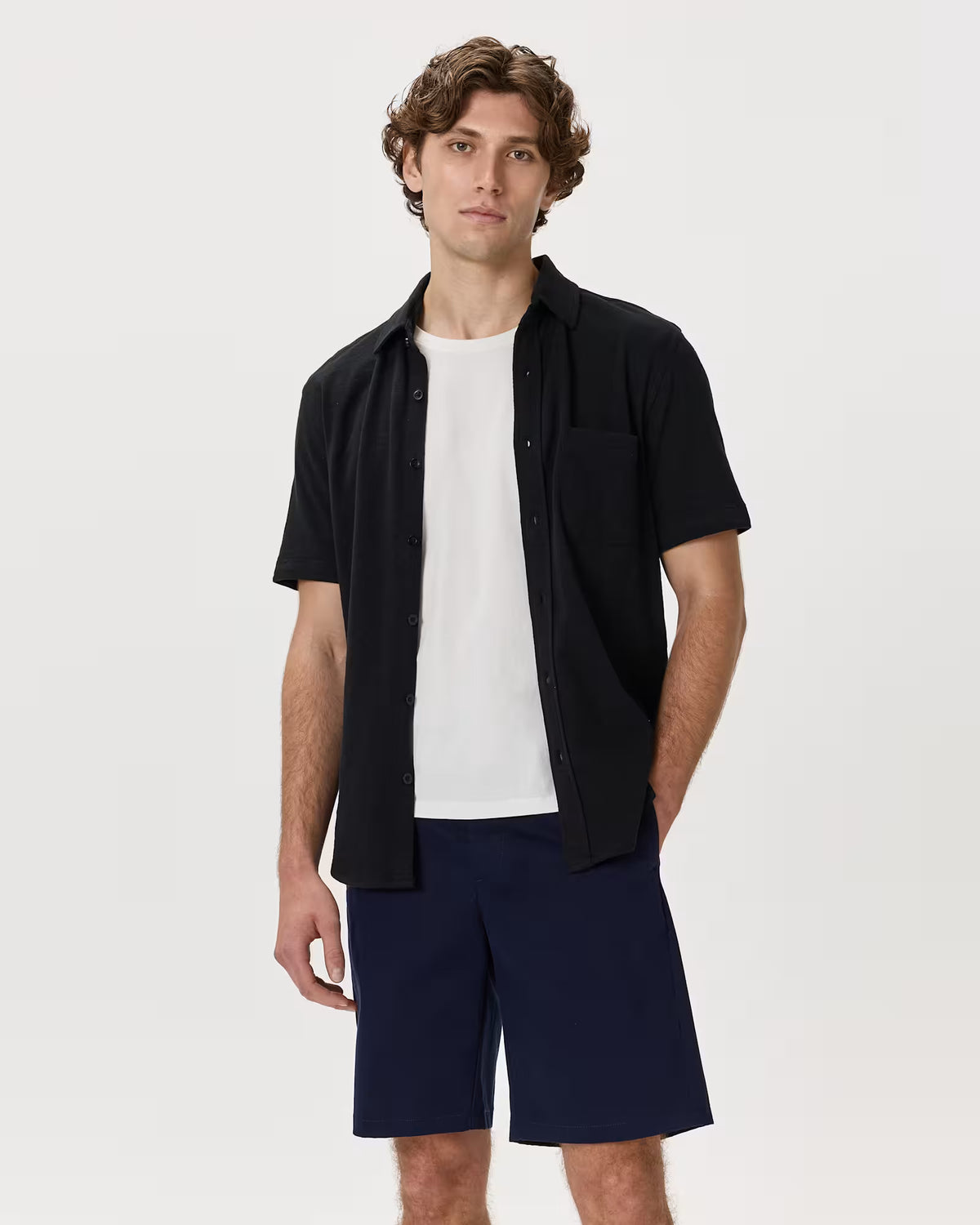 100% Organic Cotton Slub Short Sleeve Button Up Shirt - US 1188