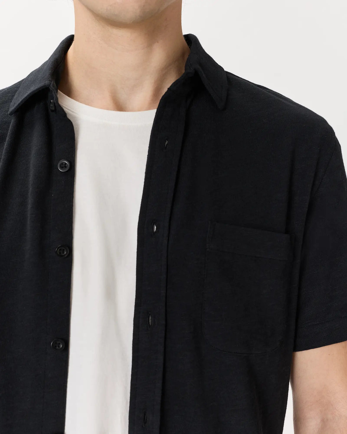 100% Organic Cotton Slub Short Sleeve Button Up Shirt - US 1188
