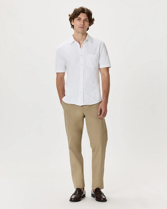 100% Organic Cotton Slub Short Sleeve Button Up Shirt - US 8254