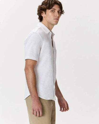 100% Organic Cotton Slub Short Sleeve Button Up Shirt - US 8254