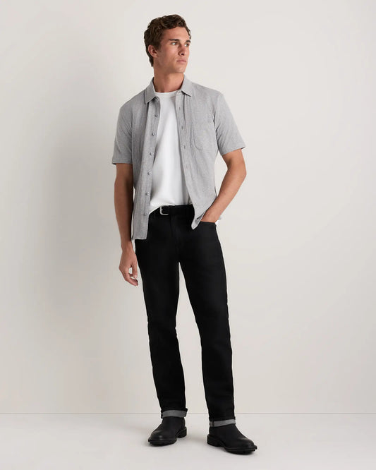 100% Organic Cotton Slub Short Sleeve Button Up Shirt - US 7857