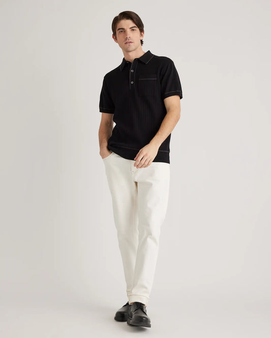 Organic Cotton-Silk Tipped Polo Sweater - US 4306