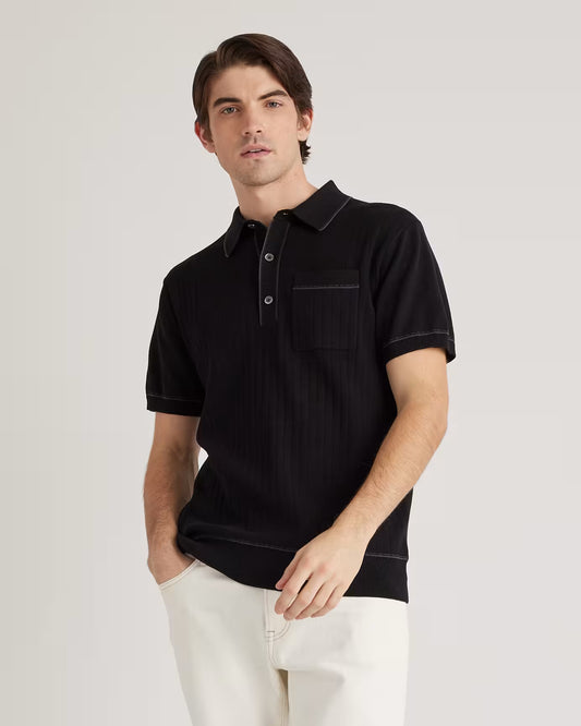 Organic Cotton-Silk Tipped Polo Sweater - US 4306